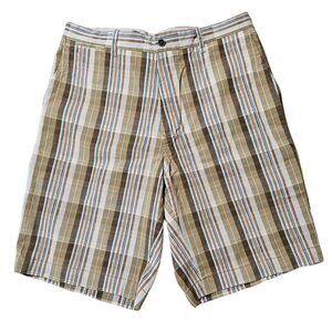 TOMMY BAHAMA Paradise Nation Avalon Park Plaid Silk Cotton Shorts Men's Size 35‎